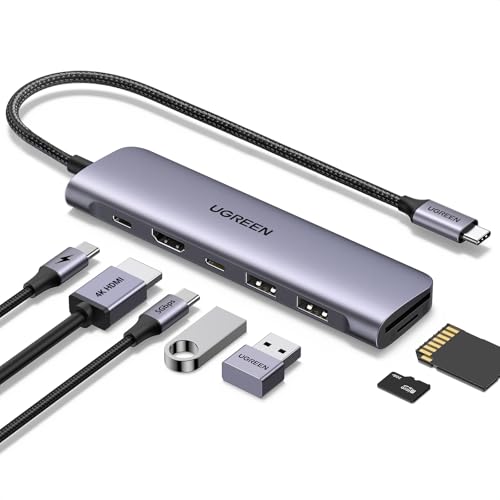 UGREEN Revodok 1071 USB-Cハブ 7-IN-1 USB ハブ Type-C PD100W急速充電 USB-C 5Gbps高速転送 4K HDMIハブ USB 3.0 2ポート拡張 SD Micro SD/TFカードリーダー付き タイプC アダプター Mac air/Pro/Rog Ally Dell XPS HP Surface Go Galaxy Xperia 5などに対応 1