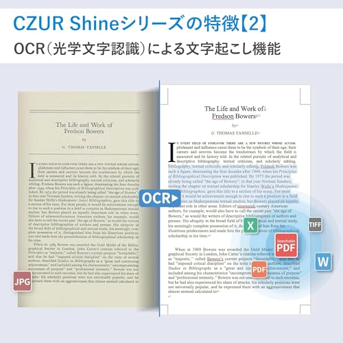 CZUR Shine Ultra USBC ドキュメントスキャナー ブックスキャナー a3 スキャナー 電子帳簿保存法対応 1300万画素 高速 スキャン ocr 機能 windows また mac pc対応 光学ドライブ不要 自動平坦化 歪み補正 zoom対応 PSE認証済 日本国内専用 USB Type A/Cに対応 Type-Cコネクタ付きの特徴・詳細 画像
