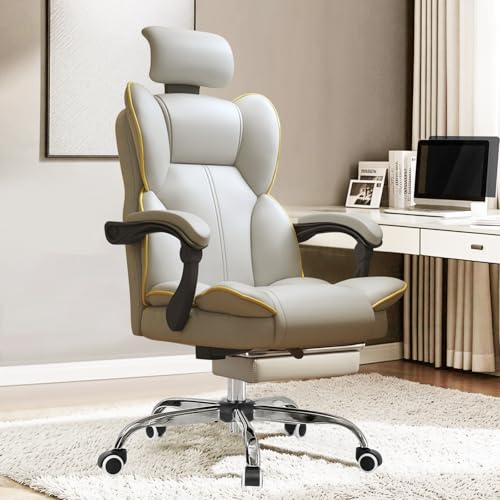 FUULIFE オフィスチェア デスクチェア テレワーク 疲れない チェア リクライニング 収納式フットレスト 連動式アームレスト 事務 社長椅子 広い座面 3Dヘッドレスト 360度回転 座面昇降 椅子 PCチェア 通気性メッシュ ゲーミング/勉強/事務用 おしゃれ (グレー)の外観・全体像 画像