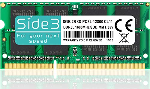 Side3 ノートパソコン用 メモリ DDR3L-1600 PC3L-12800 サムスン製チップ搭載 増設メモリ so-dimm 204pin (8GB x 1) 1