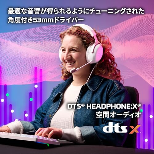 ハイパーエックス(HyperX) HyperX Cloud III  ゲーミングヘッドセット DTS Headphone:X空間オーディオ 53mmドライバー搭載 Cloud IIの 快適性 ホワイト ピンク PC、PS5、PS4、Xboxシリーズ、Nintendo Switch、モバイル 9W1Q4AAの特徴・詳細 画像