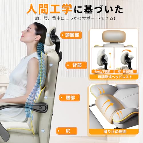 FUULIFE オフィスチェア デスクチェア テレワーク 疲れない チェア リクライニング 収納式フットレスト 連動式アームレスト 事務 社長椅子 広い座面 3Dヘッドレスト 360度回転 座面昇降 椅子 PCチェア 通気性メッシュ ゲーミング/勉強/事務用 おしゃれ (グレー)の特徴・詳細 画像