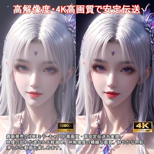 HDMIミラーキャスト【2026年最先端技術搭載・Anycast正規認証】4K HD/1080P対応 テレビにスマホ画面を映す iPhone & Android 接続モード切替不要 YouTube視聴対応 ワイヤレス ミラーリング 簡単接続 Android/iOS/Windows/Mac OS対応 日本語取扱説明書付き（ブラック）の詳細・まとめ 画像