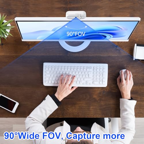 PC用2Kウェブカメラ、マイクと三脚付きウェブカメラ、自動光補正、USBウェブカメラプラグアンドプレイ、90°広視野角、プライバシーカバー、Skype、Zoom、Google Meet、Teams、PC、ノートパソコン、Mac、タブレットに対応の特徴・詳細 画像