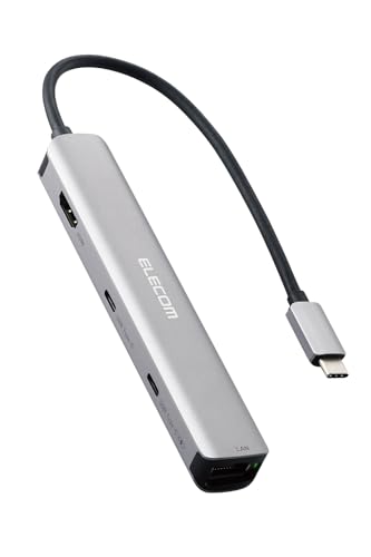 エレコム USB-Cハブ ドッキングステーション 6in1 スリムタイプ PD 100W対応 4K60Hz対応 HDMI MacBook MacBook Air MacBook Pro iPad対応 ブラック DST-W09 1