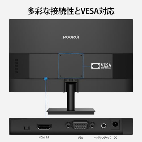 KOORUI モニター 21.5インチ pcモニター 120Hz フルhd 液晶ディスプレイ VAパネル非光沢 スリムベゼル/アイケア・ブルーライト軽減/傾き調整/HDMI+VGAポート/VESAマウント対応,E2212Hの特徴・詳細 画像