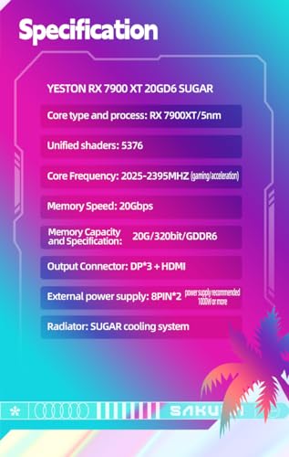Yeston Radeon RX 7900 XT 20GB GDDR6 320bit 5nm ゲーミンググラフィックスカード デスクトップコンピューター PC GPU HDMI+DP*3付きの特徴・詳細 画像