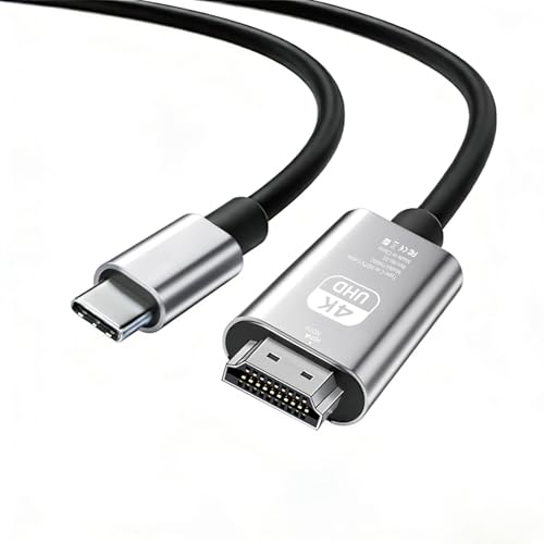 HDMI Type-C to HDMI ケーブル 1.8m【4K 対応 HDR対応/DP Altモード対応機種のみ使用可能】USB CタイプC HDMI変換ケーブル スマホとテレビをつなぐケーブル iPhone 17 Pro Max 17 Pro 17/16/15/MacBook/iPad/スマホType c 3.1接口/ノートPC対応 ゲーム/会議/プレゼン用 高耐久 プラグアンドプレイの外観・全体像 画像