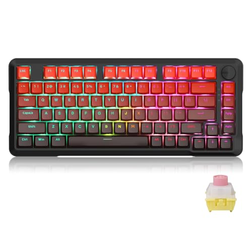 ゲーミングキーボード 磁気スイッチ ラピッドトリガー対応 0.1~4.0mm 調整可能 8000Hz 高速応答 ホットスワップ ガスケットマウント構造 ノブ付き RGB PBTキーキャップ 75% コンパクト 有線 英語配列の外観・全体像 画像