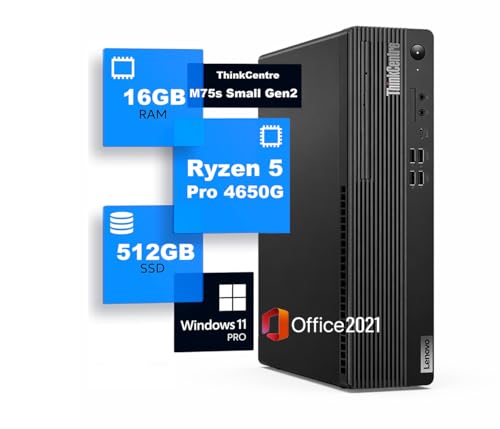 【整備済み品】Lenovo ThinkCentre M75s Small Gen2 デスクトップPC Ryzen 5 PRO 4650G メモリ16GB SSD512GB MS Office 2021 DisplayPort 1.4×2 HDMI USB-C USB3.2 有線LAN 省スペース ビジネス向けの外観・全体像 画像