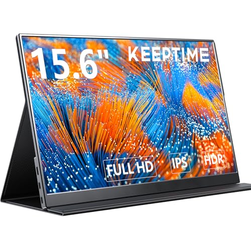 KEEPTIME モバイルモニター 15.6インチ 1920*1080 モバイルディスプレイ ポータブルモニター IPS液晶パネル 非光沢画面 薄型 軽量 マグネット保護カバー付き USB Type-C ミニHDMI PS4/XBOX/Sw-itch/PC/Macなど対応 在宅勤務 リモートワーク 1