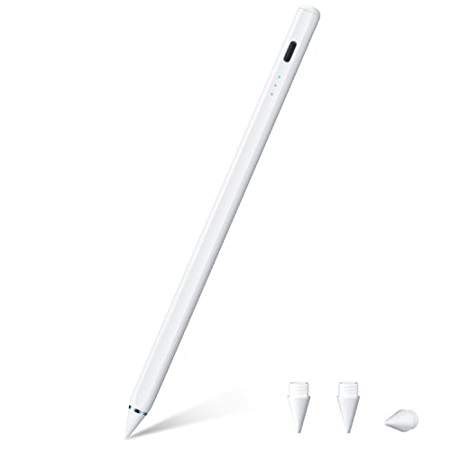 タッチペン iPad専用 ペン 【2026年新登場・15分急速充電】 スタイラスペン 極細ペン先 超高感度 傾き感知 誤作動防止 磁気吸着対応 USB-C充電式 約8時間使用可能 タブレットペン 2018年以降 iPad/iPad Pro/iPad Air/iPad mini対応 交換用ペン先3個付き (ホワイト) 1