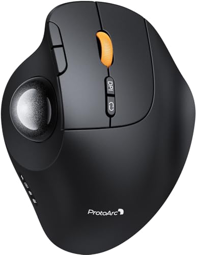 【2026年最新型】ProtoArc EM02 トラックボールマウス 静音 2段階角度調整 Bluetooth 2.4GHz 3台同時接続 無線マウス エルゴノミクス Type-C充電式 5段階DPI切替 親指操作 進む/戻るボタン Windows/Mac/iOS/Android対応 オフィス 在宅勤務 黒 1