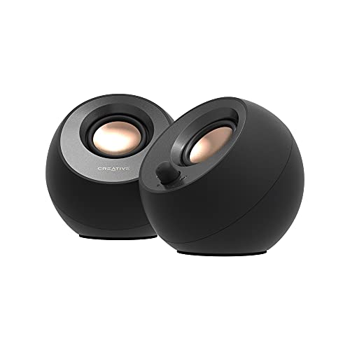 Creative Pebble V3 ブラック USB/Bluetooth / 3.5mmピン / 45度 上向きスピーカー 低音パッシブラジエーター / 8W RMS ピーク出力16W USB Type-C/A 音質の剛性と質感 PCスピーカー SP-PBLV3-BK 1