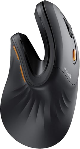 ProtoArc EM11 NL エルゴノミクスマウス 縦型 58° 静音 Bluetooth 2.4GHz 3台同時接続 手首に優しい ワイヤレスマウス 無線 Type-C充電式 高精度 3段階DPI 進む戻るボタン搭載 事務 在宅勤務 Windows Mac Android iPad対応 (ブラック) 1