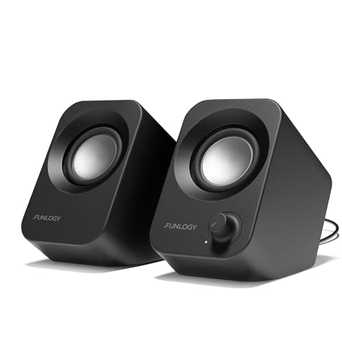 FUNLOGY Speaker(スピーカー/PCスピーカー)【VGP2024受賞】総合14W / ステレオスピーカー/USB給電/重低音/AUX / 3.5mmピン入力【日本ブランド】 (ブラック)の外観・全体像 画像