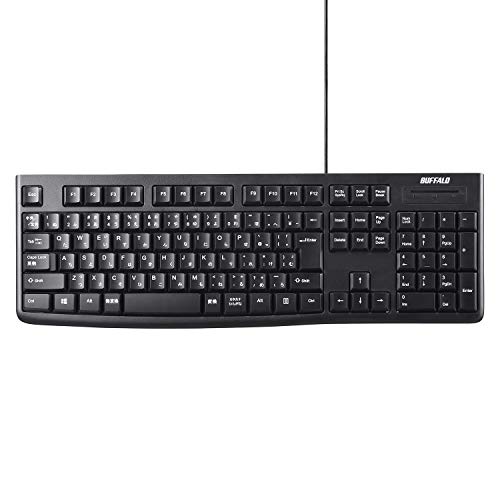 バッファロー BUFFALO USB接続 有線スタンダードキーボード ブラック BSKBU105BK【Windows/PS4/Nintendo Switch対応】の外観・全体像 画像