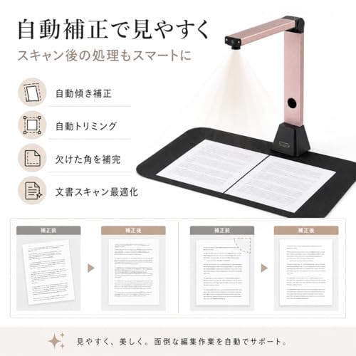 iOCHOW スキャナー ドキュメントスキャナー a3 a4対応:非破壊 書画カメラ 高速 スキャン 1800万画素 OCR pdf対応 自動補正 コンパクト 折りたたみ Windows/Mac対応 オーバーヘッドスキャナー LEDライト3段階 130言語OCR認識 バーコードQR読取 書類 写真 自炊用 家庭 オフィス 教室用 領収書 名刺 証明書 アルバムデジタル化 高速撮影の特徴・詳細 画像