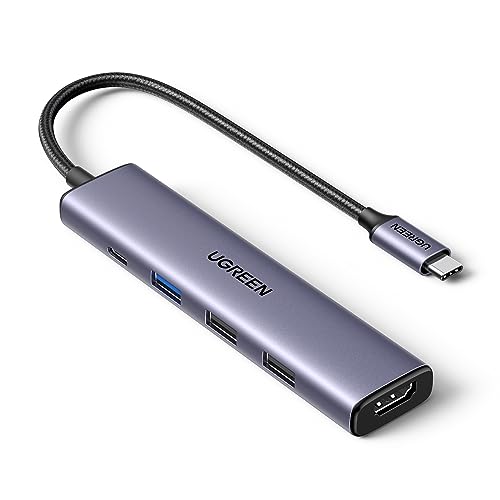 UGREEN Revodok 105 USB C ハブ 5-IN-1 HDMI 出力USB ハブ Type-C 100W PD急速充電 1*USB3.0+2*USB2.0ポート 5Gbps超高速データ転送用 スリムハブ 4K@30Hz Window/MacOS/linux/IOS/Androidシステム対応 Mac Pro/Air/iPad Proなど対応の外観・全体像 画像