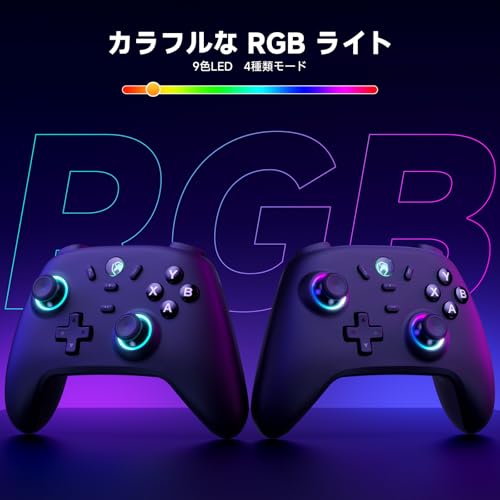 PC コントローラー 無線/有線接続 2.4Gレシバー付き ホール効果スティック RGBライト 1000Hz ポーリングレート TURBO連射 振動調整 800mAhバッテリー PC/Steam deck/Switch/Android/iOSに対応 ブラックの特徴・詳細 画像