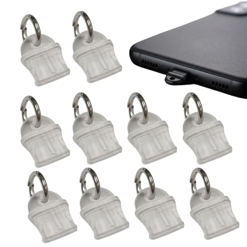 Type-C キャップ コネクタカバー 10個 クリア（リング付き）USB-C カバー 防塵 保護 充電口 スマホ 端子カバー NYANDELMO ND-0494-R01-CL-ring-10pcs 1