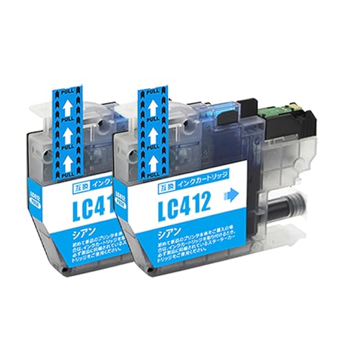 LC412C ブラザー用 互換インク シアン LC412C×2 最新チップ搭載 残量検知対応 純正と併用可能 個別包装 国内検品包装 対応型番: MFC-J7300CDW / MFC-J7100CDW 1
