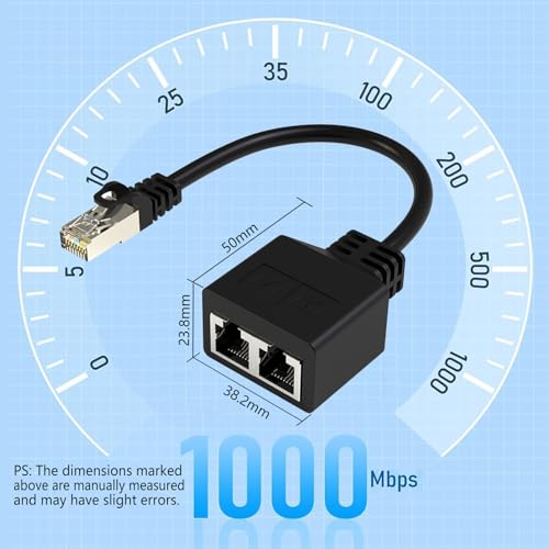 RJ45 イーサネット スプリッタ 1 ~ 2、 1000Mbps イーサネット スイッチ 2 ポート RJ45 高速ネットワーク スプリッタ アダプタ ネットワーク アダプタの詳細・まとめ 画像