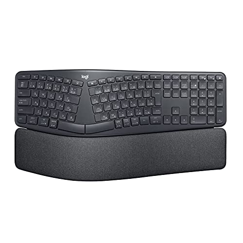 ロジクール ERGO K860 エルゴノミック スプリット キーボード bluetooth Unifying Windows Mac ワイヤレスキーボード ワイヤレス 無線 パームレスト 国内正規品 グラファイトの外観・全体像 画像