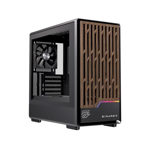 EINAREX エイナレックス PULSE PM400 Core Micro-ATX対応 PCケース/強化ガラス/静音/高冷却設計/木製フロントデザイン/ARGBファン1基搭載/240mm水冷対応/最大370mmグラボ対応 (Black, core) 1