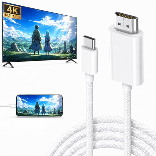 Type-C to HDMI 変換ケーブル 1.8m【2026最新チップ搭載・4K対応】USB Type-C HDMI 変換アダプター 高速伝送 有線ミラーリング 映像出力 拡張・複製画面対応 ナイロン編み 高耐久 スマホ・タブレット・PC対応 iPhone 15/16/17 Pro Max/iPad Pro Air mini/MacBook/Galaxy S25-S21対応 日本語説明書付き 1