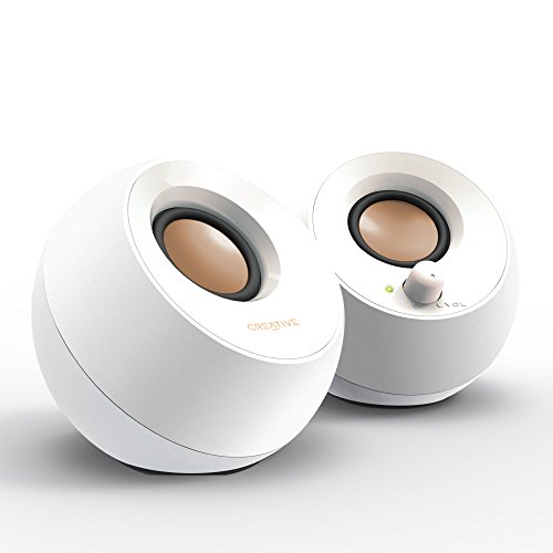 Creative Pebble ホワイト【価格.com プロダクトアワード2024】音声入力 ピンプラグ/電源 USB 接続 / 45度 上向きスピーカー 低音パッシブラジエーター 搭載 ピーク出力8.8W/総合4.4W RMS PC スピーカー SP-PBL-WH 1