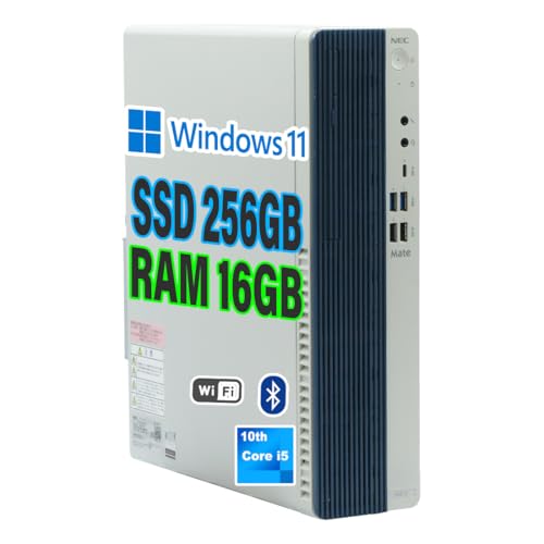デスクトップパソコン/NEC Mate デスクトップPC / 第10世代 Core i5 / メモリ16GB / SSD 256GB / Windows 11 / Office 2021 / 省スペース デスクトップパソコン/HDMI PC/WIFI/Bluetooth/初期設定済み/在宅勤務・事務作業・オンライン学習向けの外観・全体像 画像