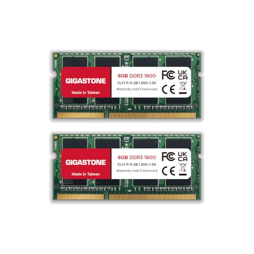 【メモリ ノートパソコン専用 DDR3】GIGASTONE 8GBx2枚 (16GB Kit) DDR3/DDR3L 1600MHz (1333MHz) PC3-12800 (PC3-10600) CL11 1.35V/1.5V 2Rx8 SODIMM 204ピン アンバッファー 非ECC ノートパソコンメモリモジュールアップグレード 1