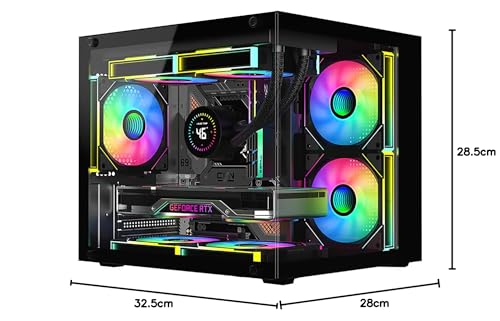 pcケース 小型 M-ATX ミニタワー ピラーレス ゲーミングpcケース 合金鋼強化ガラス M-ATX/ITX/Micro-ATXマザーボード対応 ブラックの特徴・詳細 画像