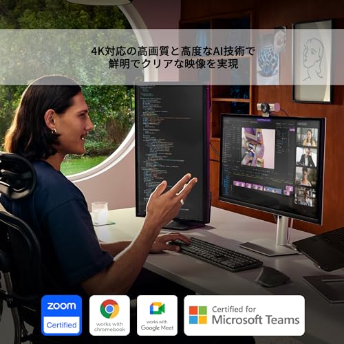 ロジクール ウェブカメラ MX BRIO 700 C1100GR 4K Webカメラ usbカメラ 自動光補正 プライバシーシャッター USB Type-C ノイズ軽減ステレオマイク Sony Starvis センサー搭載 パソコン カメラ マイク PC Windows Mac Chrome C1100 グラファイト 国内正規品の特徴・詳細 画像