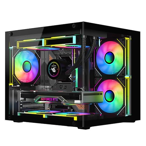 pcケース 小型 M-ATX ミニタワー ピラーレス ゲーミングpcケース 合金鋼強化ガラス M-ATX/ITX/Micro-ATXマザーボード対応 ブラックの詳細・まとめ 画像