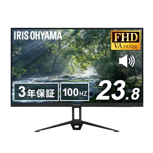 【Amazon.co.jp限定】 アイリスオーヤマ モニター 24インチ Full HD(1920×1080) 国内サポート VAパネル スピーカー内蔵 100Hz フリッカー軽減 非光沢タイプ ディスプレイ HDMI ブラック DT-IF235S-Bの外観・全体像 画像