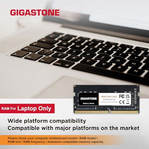 【メモリ ノートパソコン専用 DDR4】 GIGASTONE 8GBx2枚 (16GB Kit) DDR4 2666MHz (2400MHz または 2133MHz) PC4-21300 (PC4-19200/17000) CL19 1.2V SODIMM 260ピン アンバッファー 非ECC ノートパソコンメモリモジュールアップグレードの特徴・詳細 画像