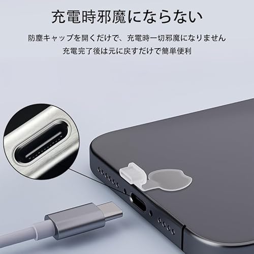 Type-C コネクタカバー 【10個セット】Type-C紛失防止一体防塵キャップ USB-Cポート保護カバー iPhone Android Type-C端子全機種対応 収納ケース付き 超耐久性 防塵 保護 防塵カバーの特徴・詳細 画像