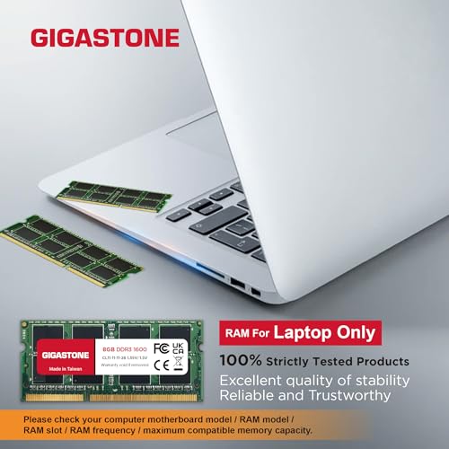 【メモリ ノートパソコン専用 DDR3】GIGASTONE 8GBx2枚 (16GB Kit) DDR3/DDR3L 1600MHz (1333MHz) PC3-12800 (PC3-10600) CL11 1.35V/1.5V 2Rx8 SODIMM 204ピン アンバッファー 非ECC ノートパソコンメモリモジュールアップグレードの特徴・詳細 画像