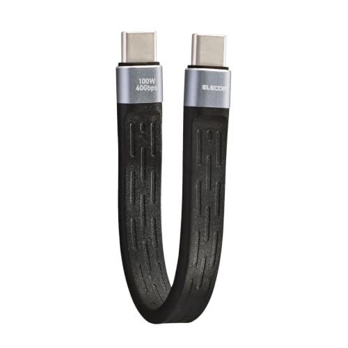 エレコム USB Type-C to USB Type-Cケーブル USB40Gbps フラット 最大100W 0.13m ブラック MPA-CCEC4GF01BKの外観・全体像 画像