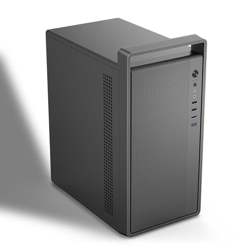 MAQUYマイクロATX PCケース ハンドル付き 0.7mmスチール製 ポータブルデザイン 最大260mmグラフィックボード対応 ATX電源ユニット対応 120mmリアファン標準装備 ミニタワー デスクトップ用 ブラック(31.5*18.5*35cm)の外観・全体像 画像