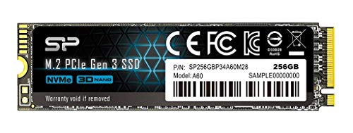 シリコンパワー SSD 256GB 3D NAND M.2 2280 PCIe3.0×4 NVMe1.3 P34A60シリーズ 5年保証 SP256GBP34A60M28の外観・全体像 画像