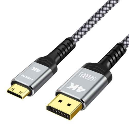 DisplayPort to Mini HDMIケーブル 1M、4K@60Hz UHD、デスクトップ、ノートPC、ポータブルモニター、A-M-D、NVIDA、ARZ0PA、プロジェクター、ミニPC対応 DP to Mini HDMI単方向ケーブルの外観・全体像 画像