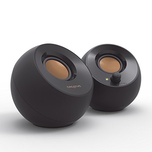 Creative Pebble ブラック【価格.com プロダクトアワード2024】音声入力 ピンプラグ/電源 USB 接続 / 45度 上向きスピーカー 低音パッシブラジエーター 搭載 ピーク出力8.8W/総合4.4W RMS PC スピーカー SP-PBL-BK 1