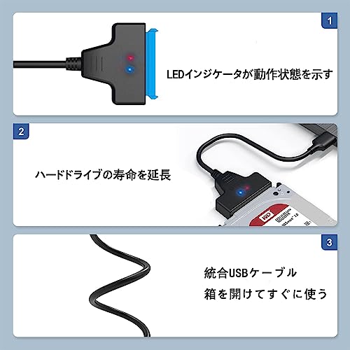 SATA-USB 変換ケーブル 2.5/3.5インチ SSD/HDD用 SATAケーブル 高速転送 USB3.0変換ケーブル Windows/Mac OS 両対応 (SA-TA USB変換アダプタ)の特徴・詳細 画像
