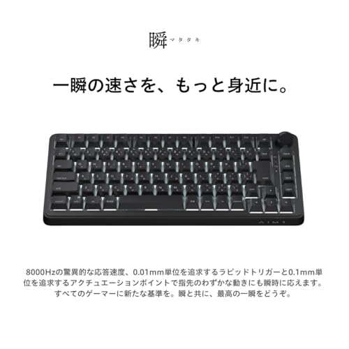 AIM1 瞬 ラピッドトリガー 0.01mm ゲーミングキーボード 日本語配列 75%サイズ ポーリングレート8000Hz MATATAKI ブラックの詳細・まとめ 画像