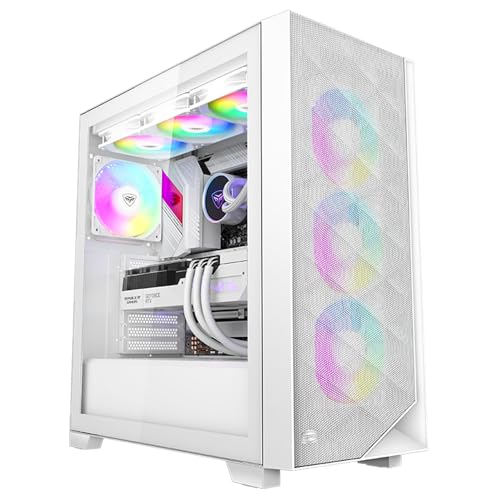 PCCOOLER CPS C3D510 ARGB PCケース ATXミドルタワー, 白非常に通気性の高い メッシュメタルフロントパネル エアフローE-ATX/M-ATX/ITX ミドルタワーPCケース 3つのARGBファンを搭載, 最大 390mmのGPU長さをサポー, CPU冷却器高さ制限170mm，360mm 280mm 240mm ラジエーターをサポート, 簡単インストール(White) 1