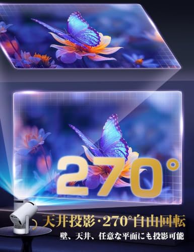 プロジェクター 家庭用 超小型【2026音質強化バージョン・外部HiFiスピーカー・超 Android TV14 搭載 天井投影の特徴・詳細 画像