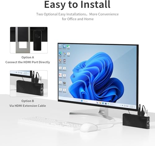 ファンレスミニPCスティック、Win 11 Pro Celeron J4105 8GB RAM 128GB eMMC マイクロデスクトップコンピューター、フル機能タイプC、RJ45ギガビットイーサネット 4K 60Hz、WiFi BT 5、HDMI 2.0 ビジネス、オフィス、IoT、自宅用の特徴・詳細 画像